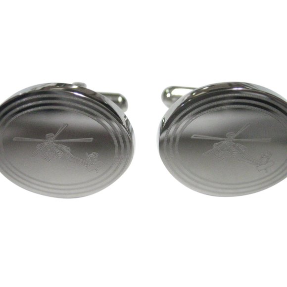 Helicopter Cufflinks - Etsy Silver Toned Etched Oval Helicopter Cufflinks